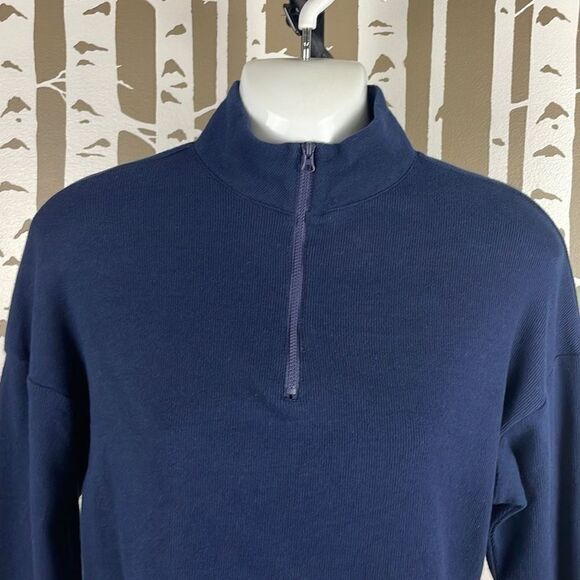 Garage Navy Blue Half Zip Cropped Sweatshirt M - Picture 4 of 7